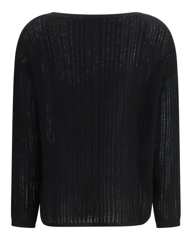 ALLUDE Women's Rib-Knit Crew-Neck Sweater 90 Kashmir-Capra Hircus Kashmir/capra Black