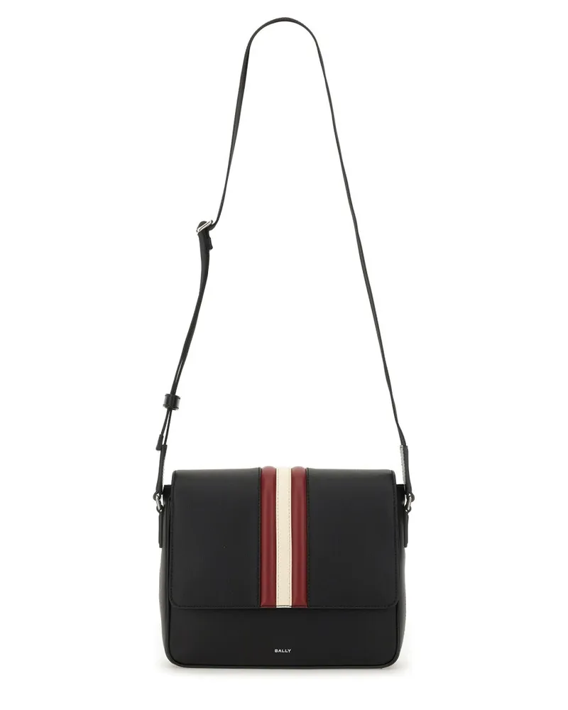 Bally Men's Shoulder Bag Mythos Black Recycled Bovine Leather Black