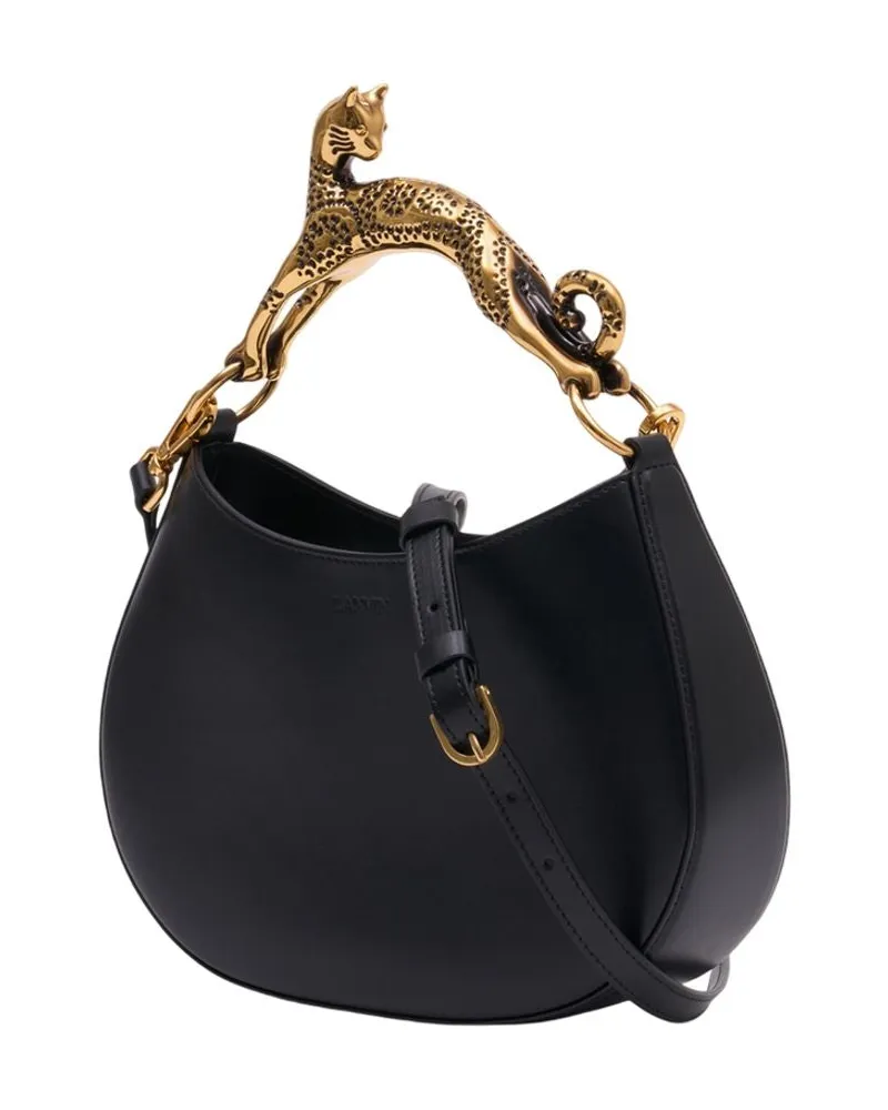 Lanvin Women's Cat Handle Purse Leather Black Calfskin Bags Handbags-purses Black