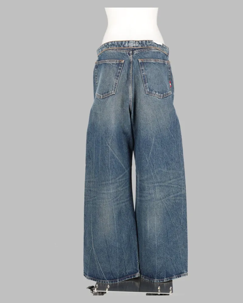 Amish Wide-Leg Roll-Up Jeans — Blue Blue
