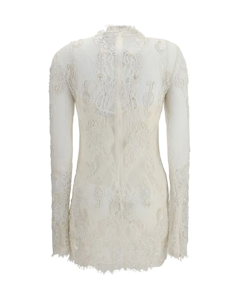 Blumarine Embroidered Lace Tunic — White White