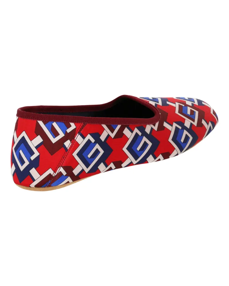 Gucci Men's Geometric G Print Satin Voyage Slippers Red Shoes > Loafers & Sandals Red