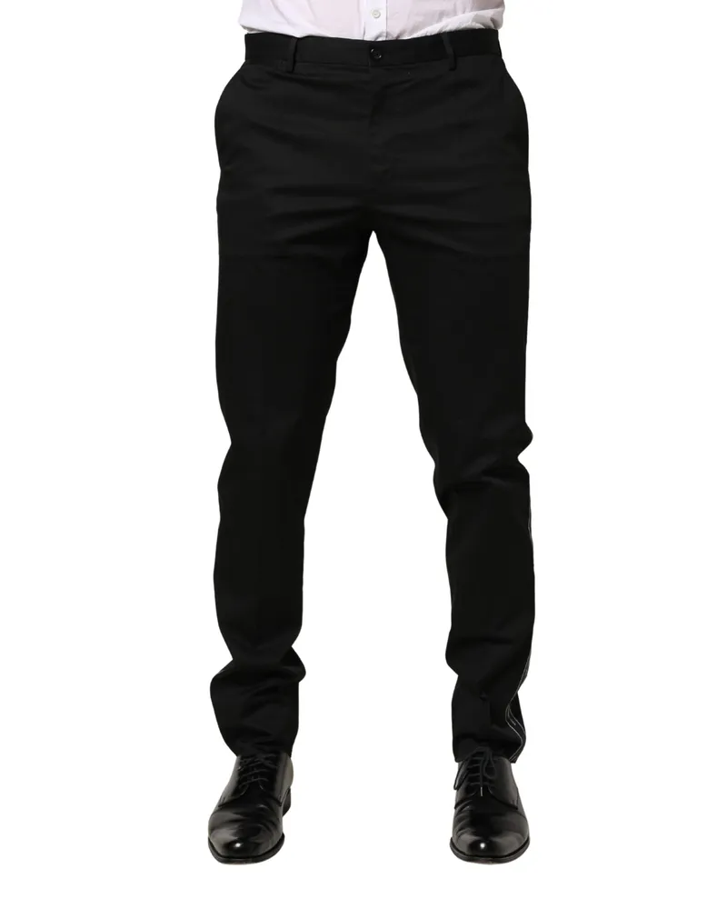 Dolce & Gabbana Men's Cotton-Elastane Dress Trousers Black Black