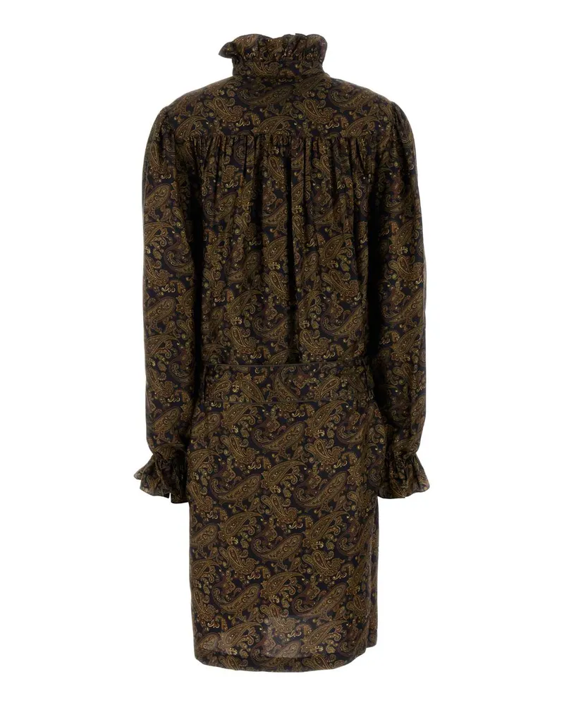 Saint Laurent Women's Printed Twill Dress Navymulticolore Exterior: Silk Abiti Navy