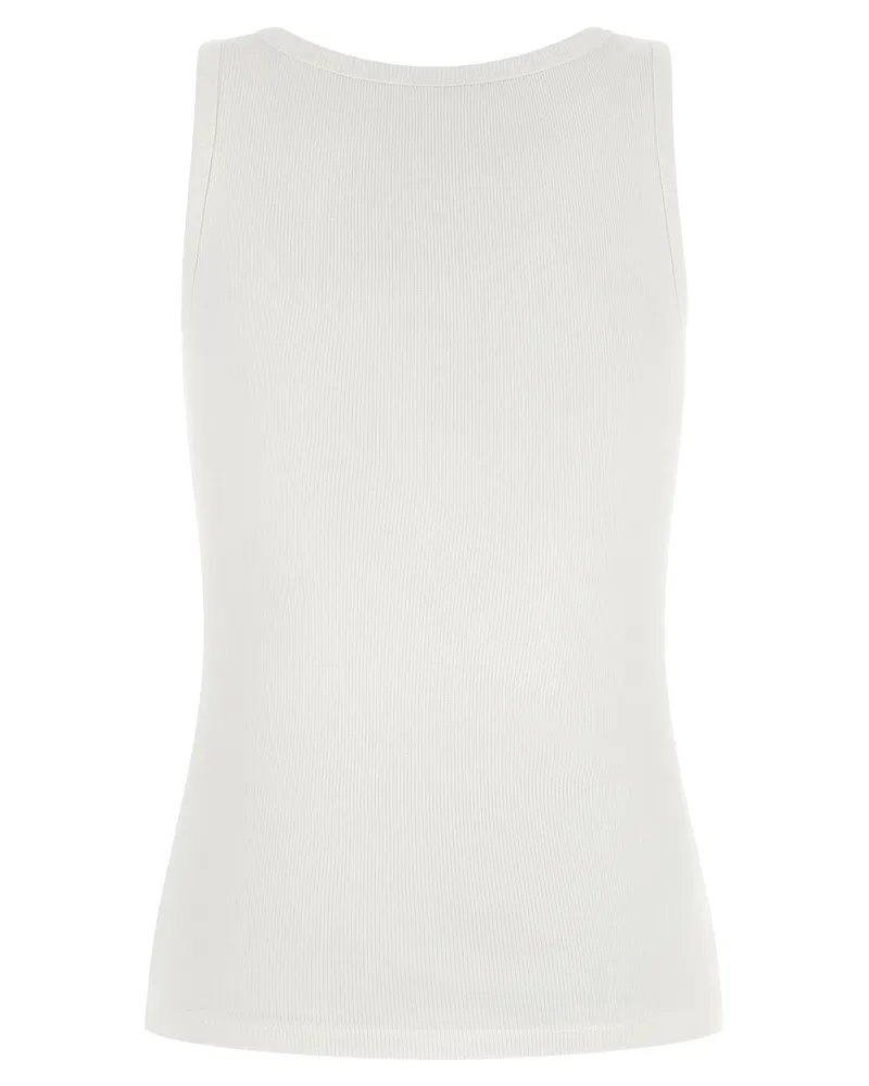 Courrèges Ribbed Cotton with Front Zip Tank Top — White White