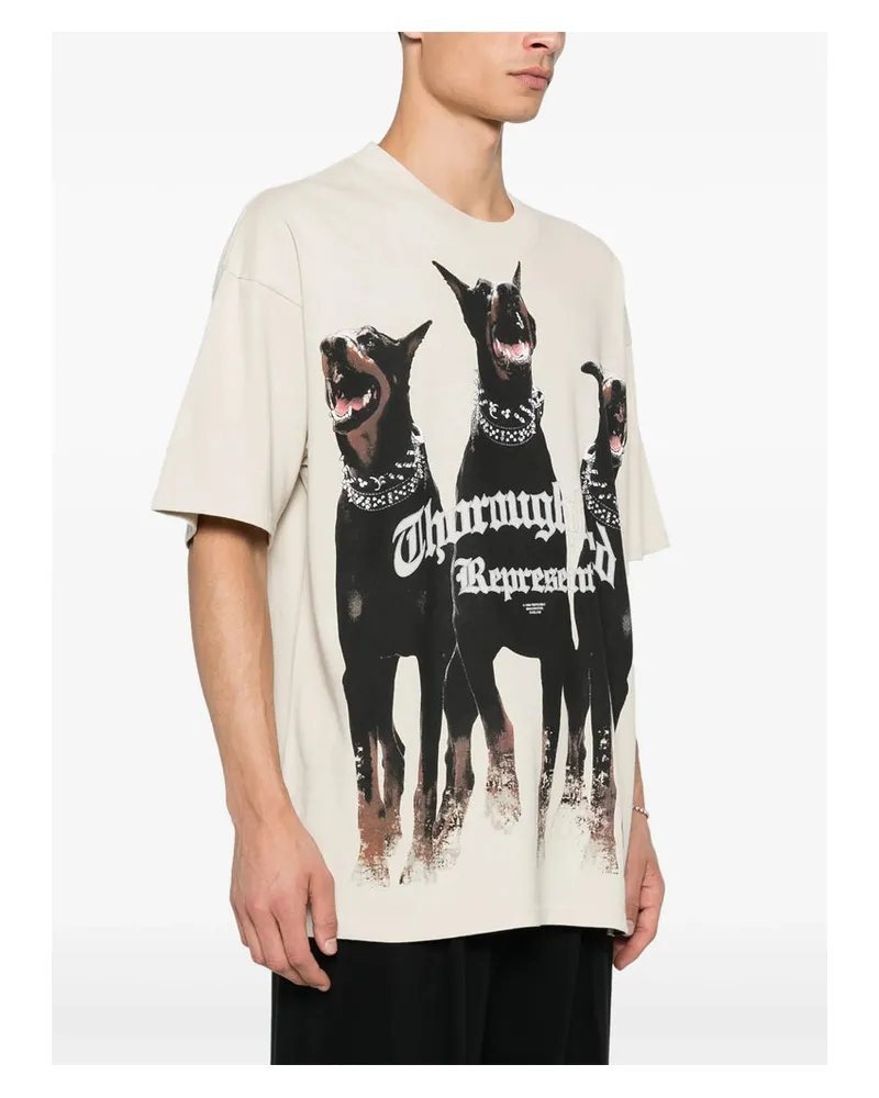 REPRESENT Dog Print Cotton T-Shirt — Beige Beige