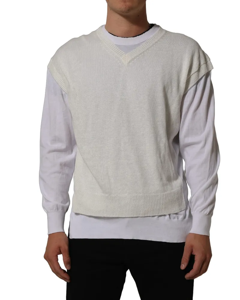 Dolce & Gabbana Flax Crewneck Sweater — White White