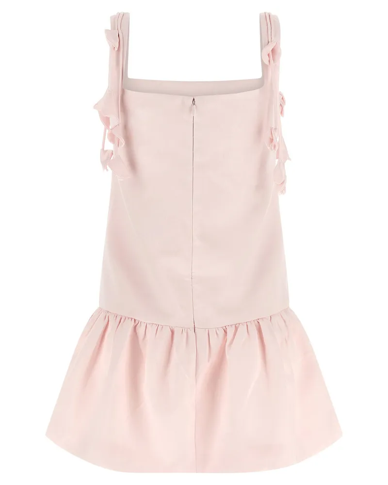 Self-Portrait Taffeta Puff-Hem Dress — Pink Pink