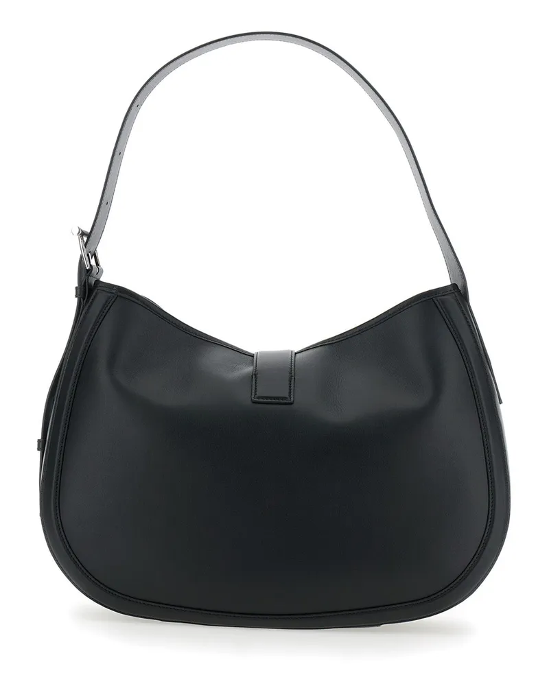 Alexander McQueen Women's Black Leather Shoulder Bag With T Buckle Calf Black