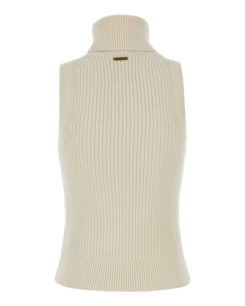 Michael Kors Women's Ivory Wool Blend Vest Bone Exterior: Cotton Maglie Sweater Beige