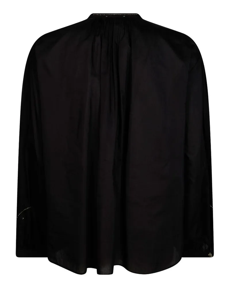 forte_forte Embroidered Floral Blouse — Black Black
