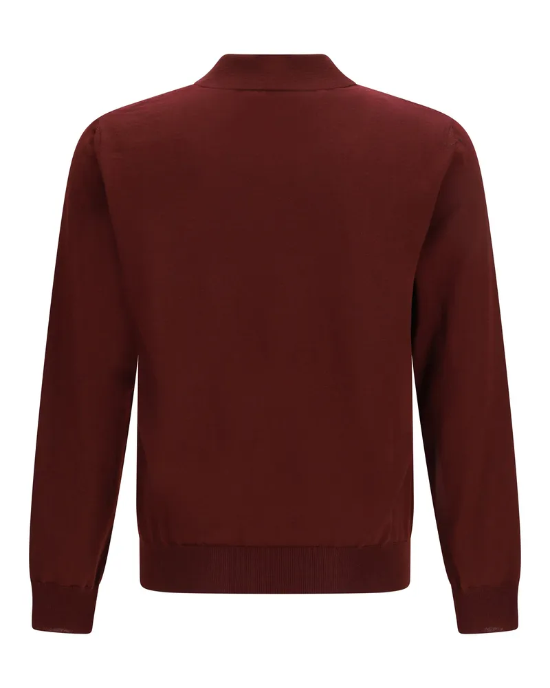 Valentino Garavani Men's Wool Polo With Vlogo Embroidery Bordeaux Merino Ovis Aries Shirts T-shirts And Polos Burgundy