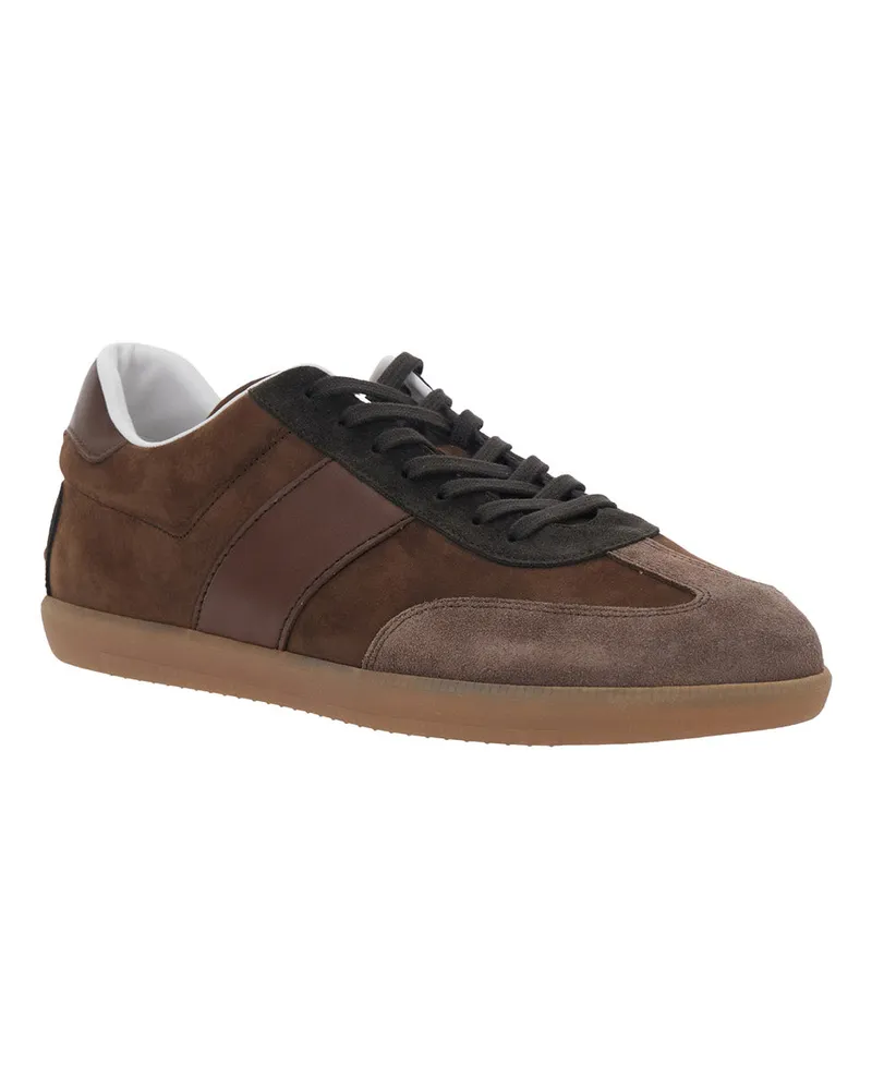TOD'S Men's Low Top Sneakers Brown Suede Calf Leather Trainers Brown