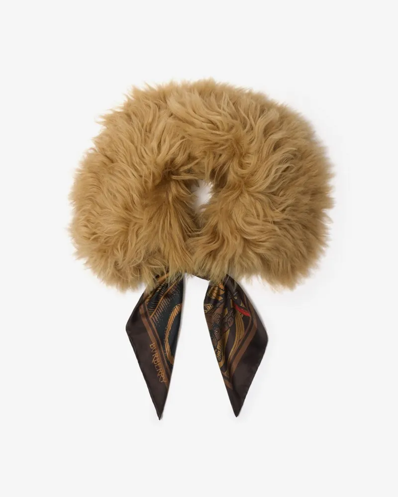 Burberry Lammfellkragen mit Schal-Besatz Kastanienbraun