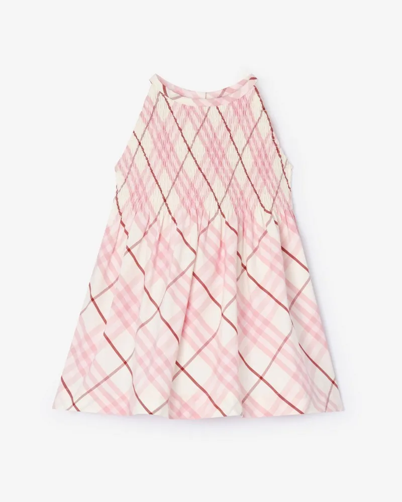 Burberry Baumwollkleid in Check , Size Flora-rosa
