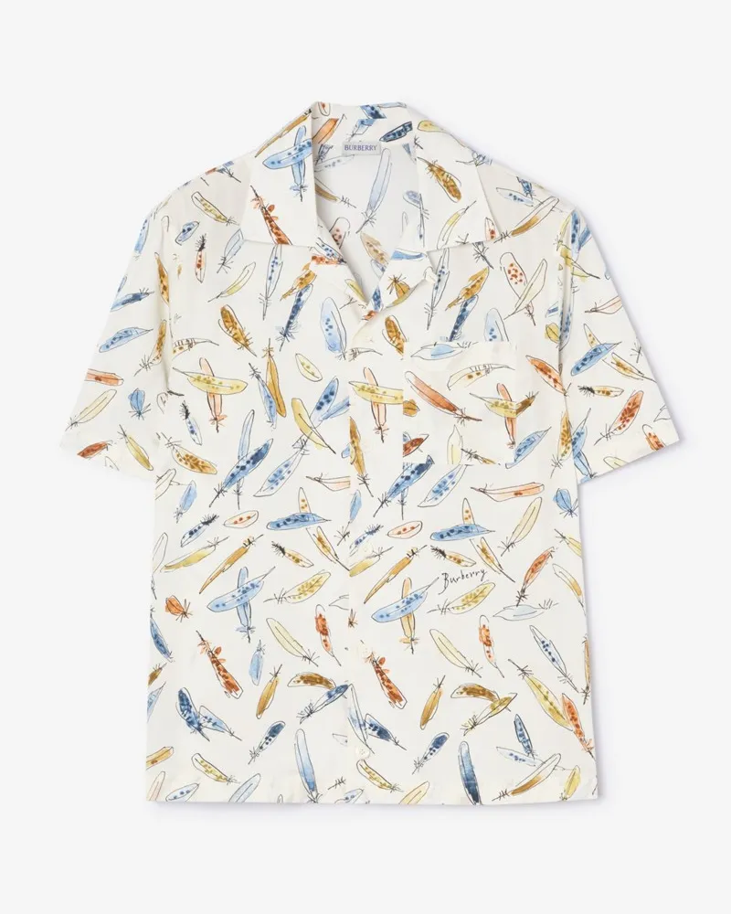 Burberry Legeres Baumwollhemd mit Federdruck Ink