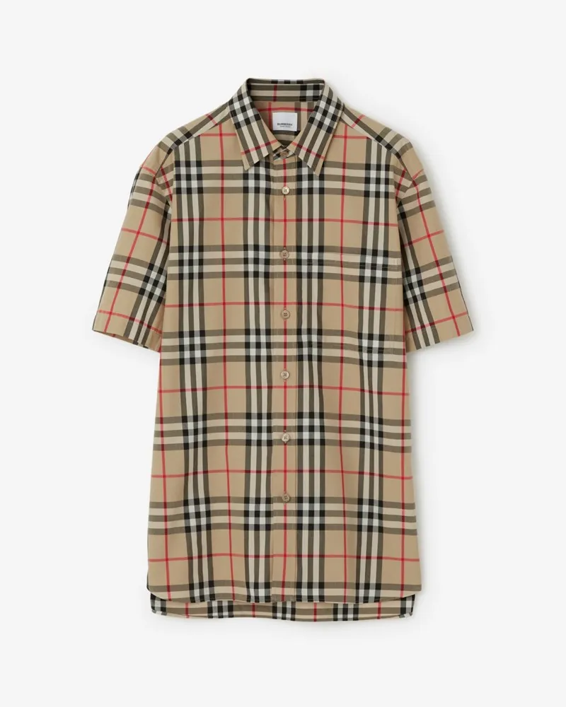 Burberry Baumwollhemd in Check Vintage-beige