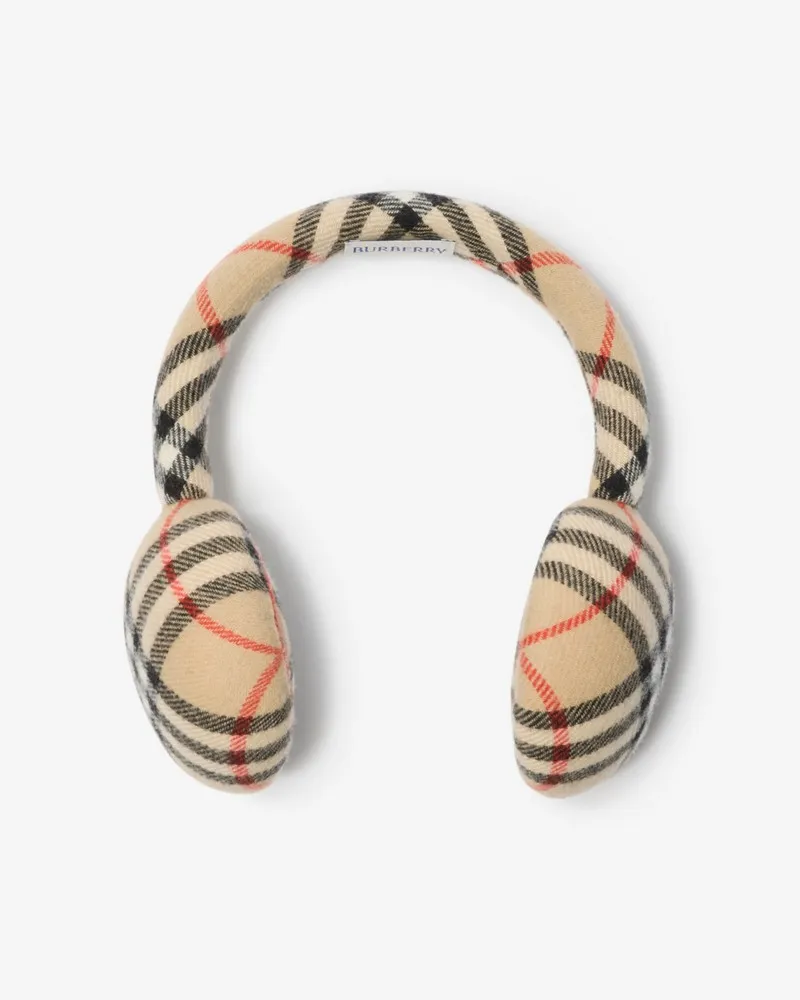 Burberry Woll-Kaschmir-Ohrenwärmer in Check , Size Sand