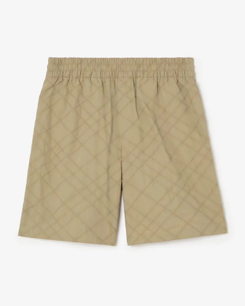 Burberry Baumwollshorts mit gesticktem Karomuster Sparrow-beige