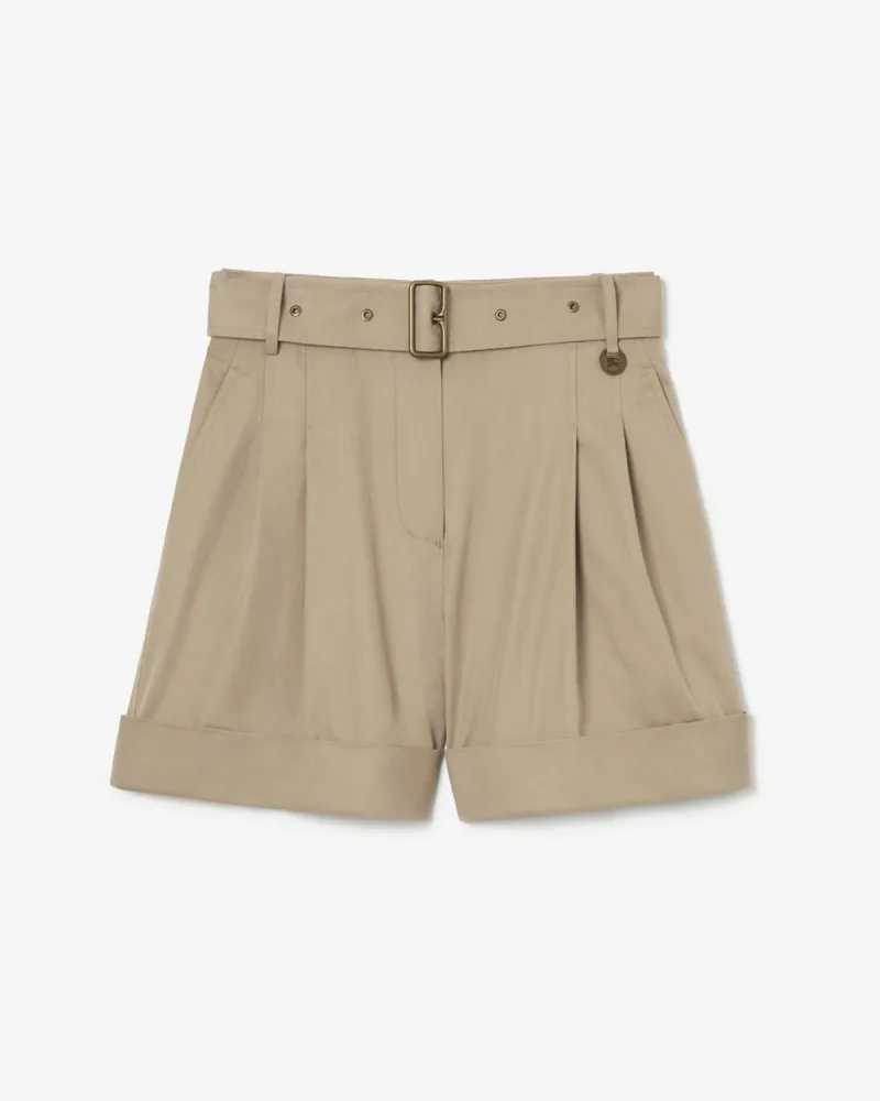 Burberry Shorts aus Tropen-Gabardine mit Gürtel , Size Saltmarsh