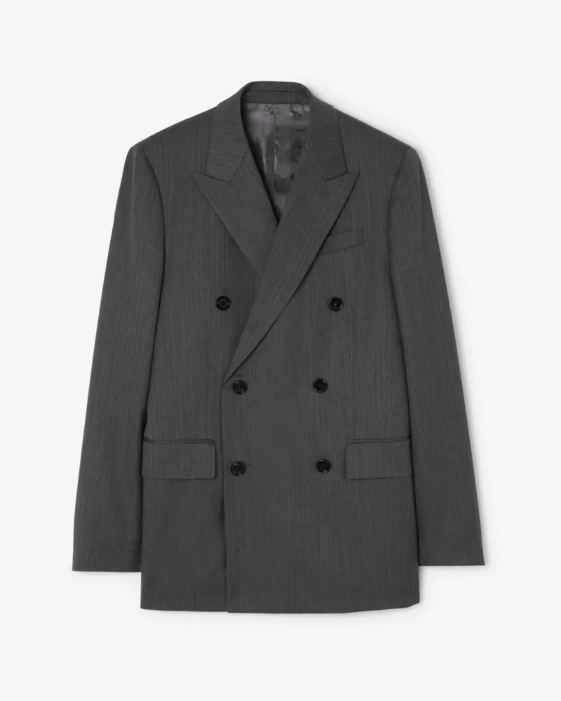Burberry Elegantes Wolljackett mit Fischgrätmuster , Size Helles