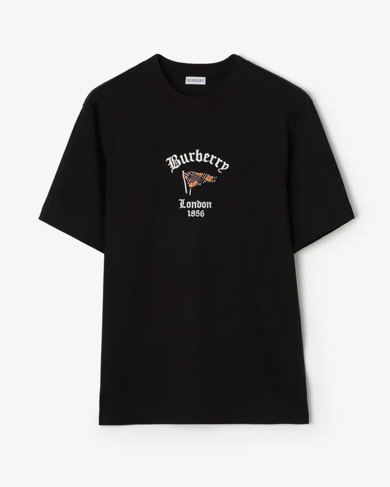 Burberry Baumwoll-T-Shirt mit Flagge in Check , Size Black