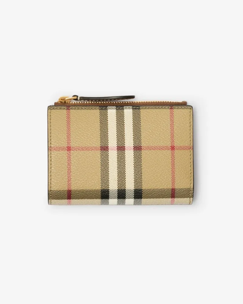 Burberry Kleine Faltbrieftasche in Check Vintage-beige