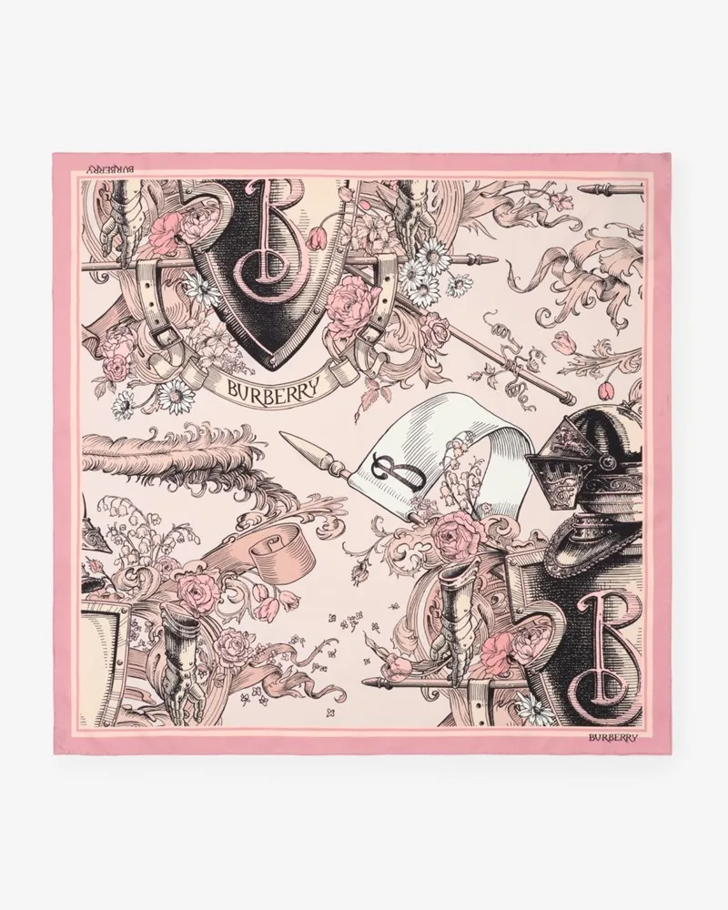 Burberry Etched Knight Silk Scarf Quartz-rosa