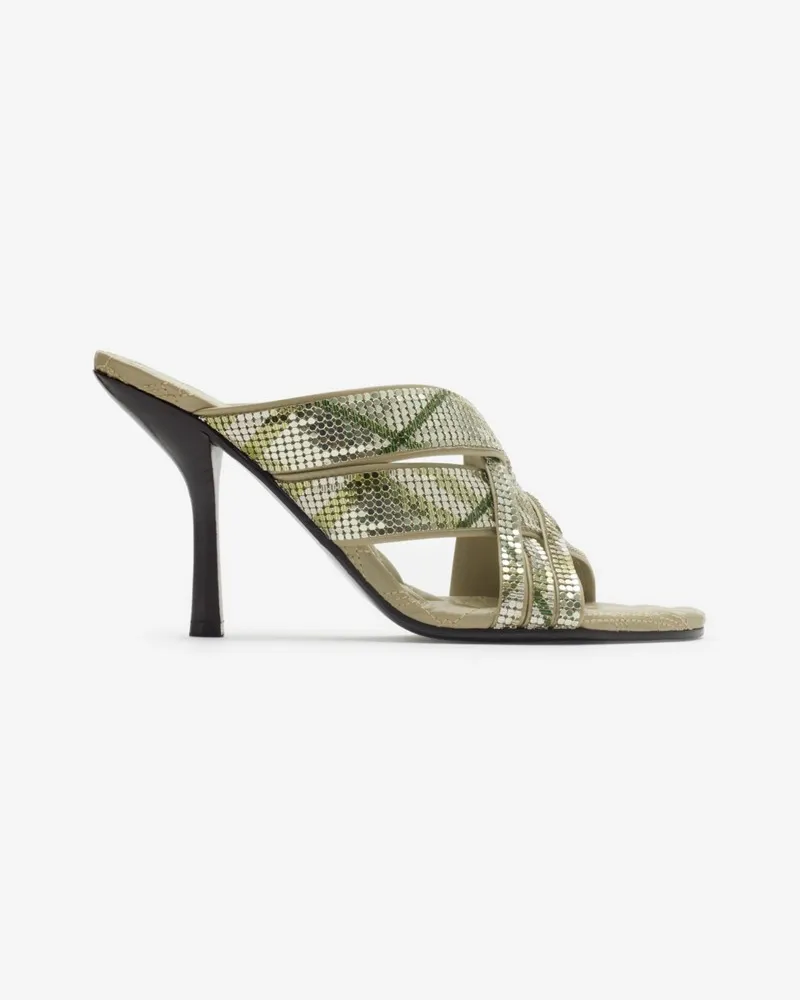 Burberry Mesh-Mules „Cabana Maille“ in Check Beige