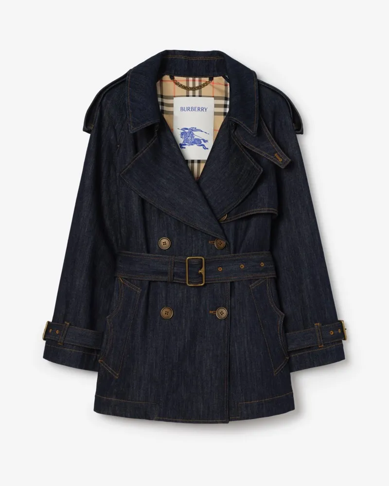 Burberry Kurzer Denim-Trenchcoat „Fitzrovia“ , Size Dunkles