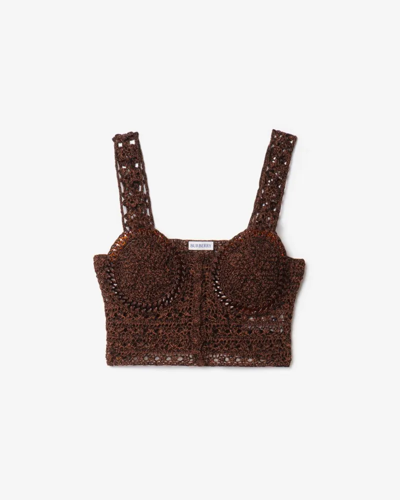 Burberry Cropped-Häkeltop aus Baumwolle in Mouliné-Optik Schwarz