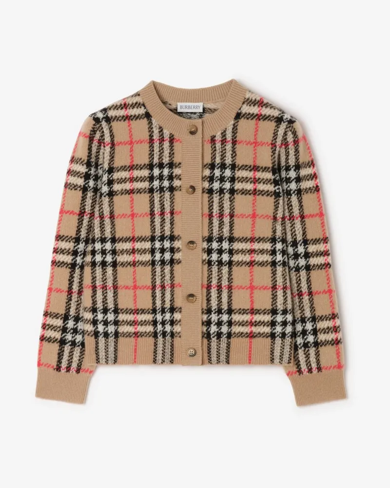 Burberry Woll-Kaschmir-Cardigan in Check , Size Archive