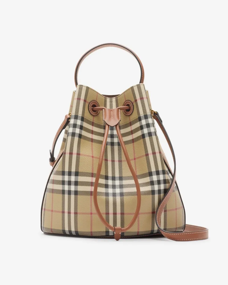 Burberry Kleine Bucket Bag in Check Vintage-beige