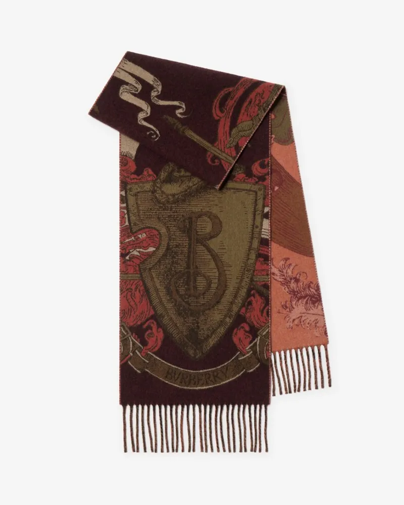Burberry Kaschmirschal mit Knight-Radierung Oxblood-rot