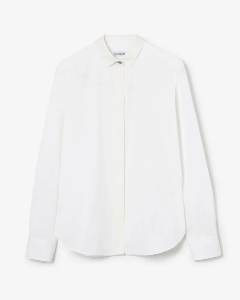 Burberry Klassisches Baumwollhemd mit Grosgrain-Besatz , Size Optic
