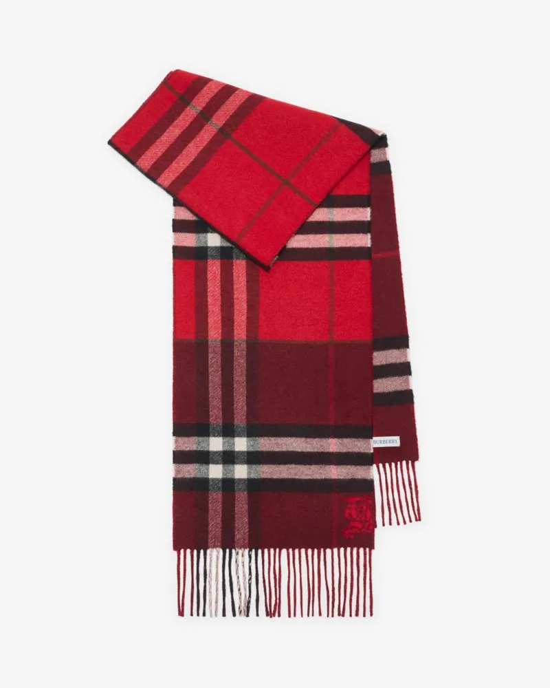 Burberry Kaschmirschal in kontrastierendem Check Post-rot
