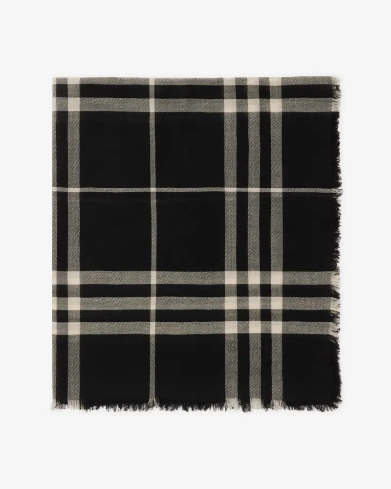 Burberry Breiter Wollschal in Check Schwarz