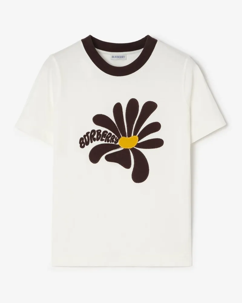 Burberry Baumwoll-T-Shirt mit Gänseblümchenmuster Chalk-weiß