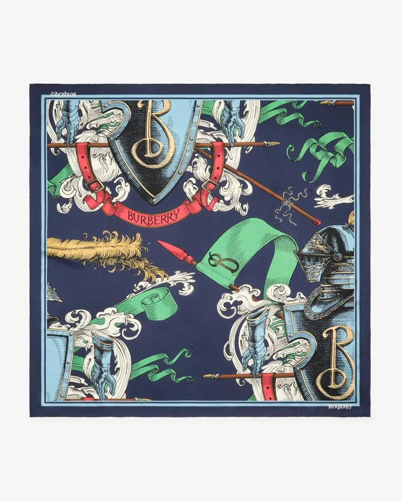 Burberry Seidenschal mit Knight-Radierung Nachtschwarz