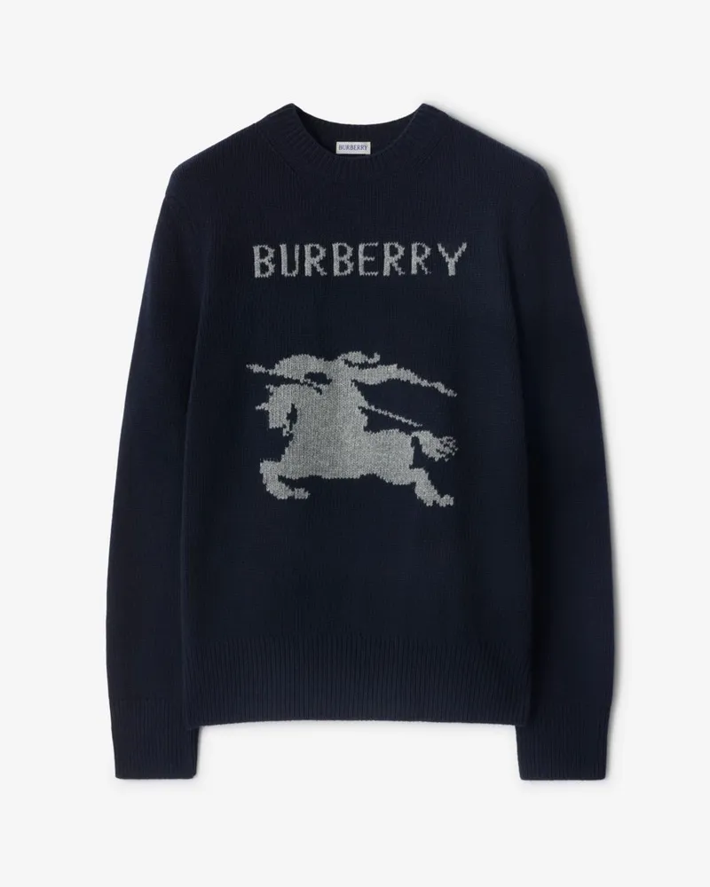 Burberry Woll-Kaschmir-Pullover mit EKD-Motiv Navy