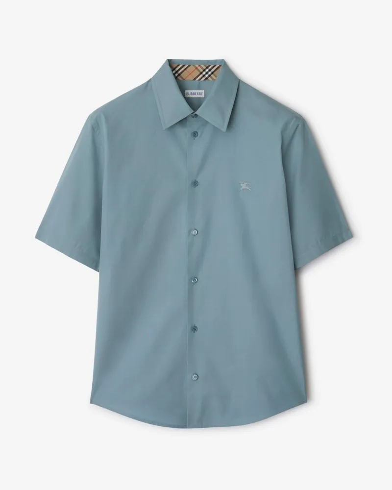 Burberry Schmales Hemd aus Baumwollpopelin Index-blau