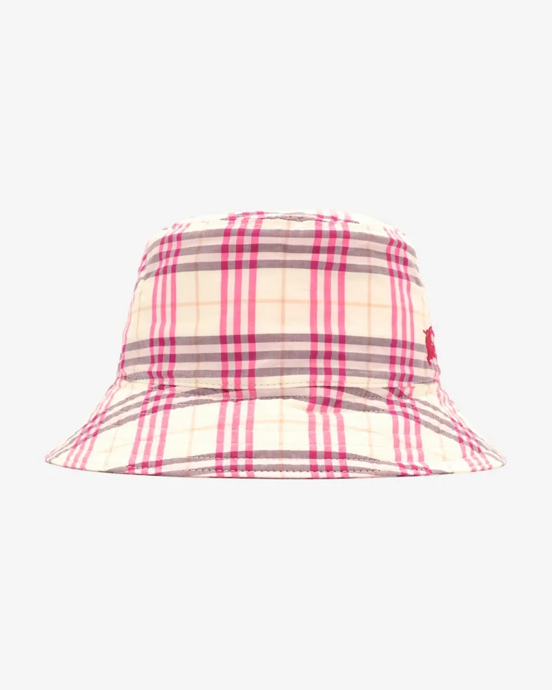 Burberry Baumwoll-Fischerhut in Check , Size Aubergine-violett