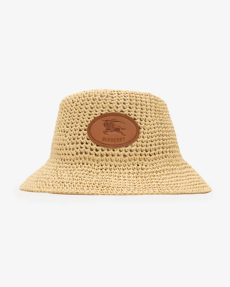 Burberry Fischerhut mit Raffiabast-Effekt und Knight Stamp Beige