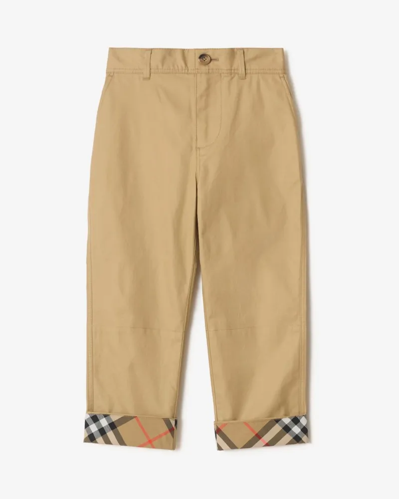 Burberry Baumwollhose mit Check-Akzent Sand-beige