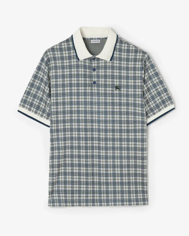 Burberry Baumwollmisch-Poloshirt in Check , Size Peacock