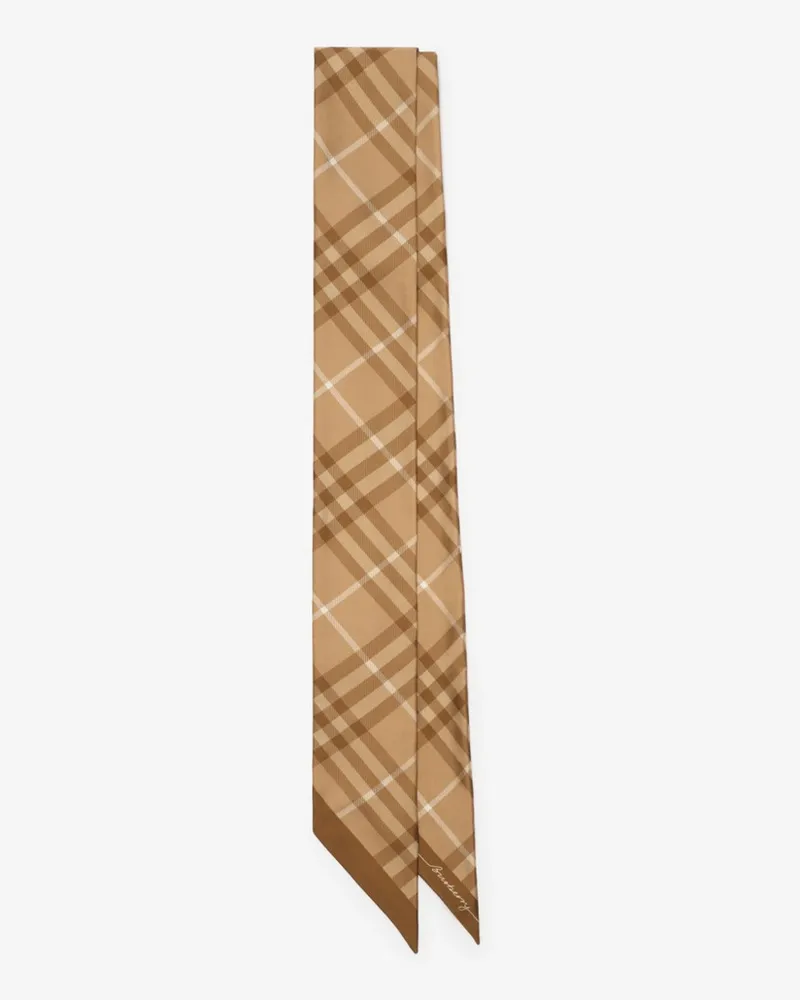 Burberry Schmaler Seidenschal in kontrastierendem Check Finch