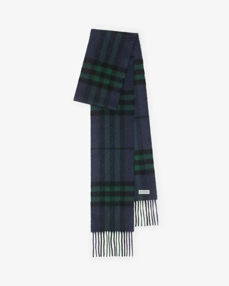 Burberry Schmaler Kaschmirschal in schimmerndem Check Black
