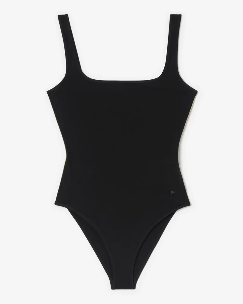 Burberry Badeanzug mit Check-Besatz Schwarz