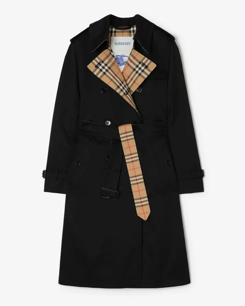 Burberry Langer Trenchcoat „Lakefield“ aus Gabardine , Size Schwarz
