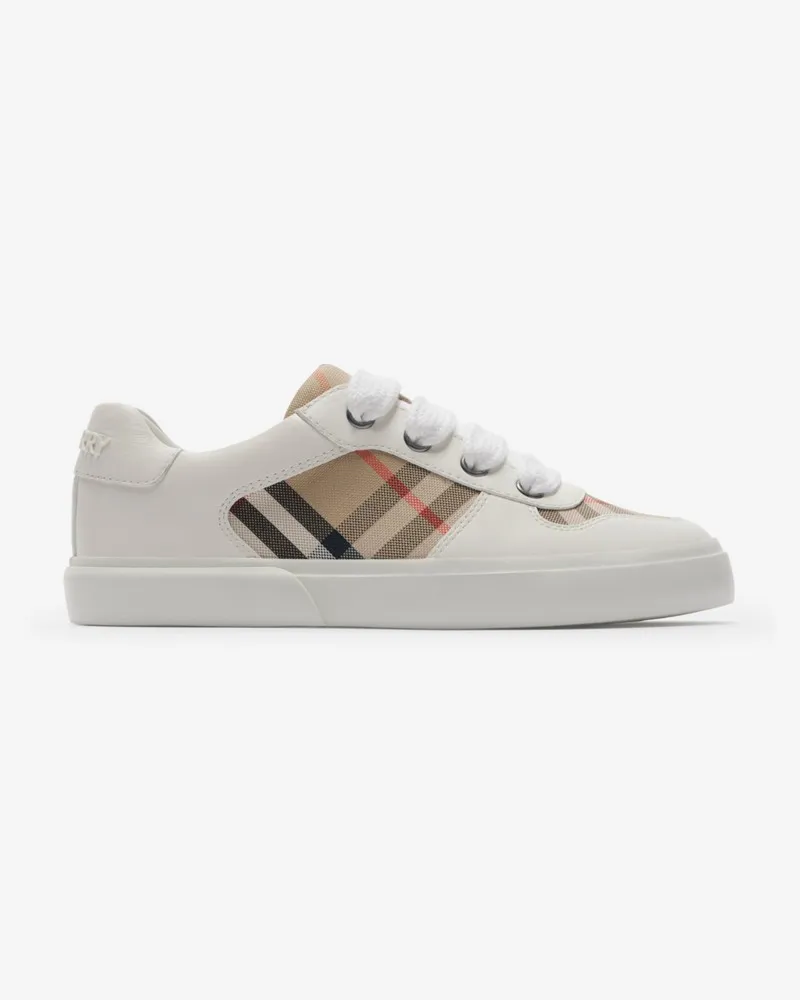 Burberry Sneaker aus Baumwolle in Check und Leder Sand